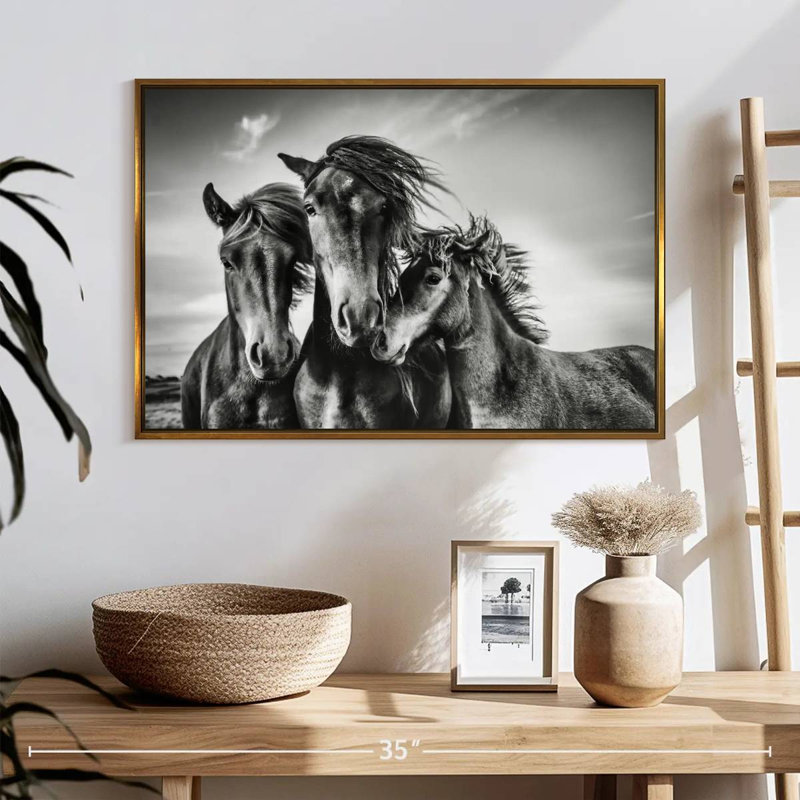 Chevaux Lemvig, Cadre flottant doré, 25 po x 17 po