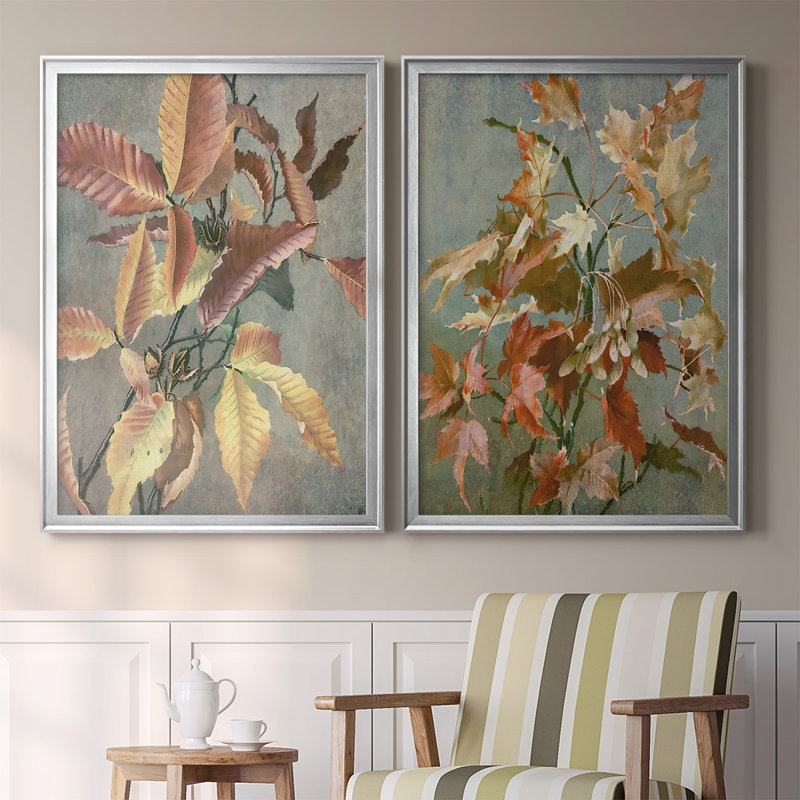 Ancien automne I - ensemble de 2 reproductions d'art sur toile encadrées, Argent, H 30,5 po x l 45 po x P 1,25 po