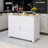 48.5" Rubber Wood Countertop Kitchen Cart With Trash Can Storage Cabinet & Power Outlet-838600786
