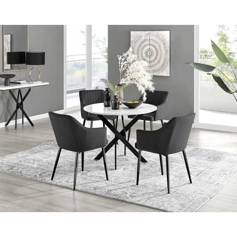 Aashif Dining Set, 29.5" H x 39.4" L x 39.4" W, Black