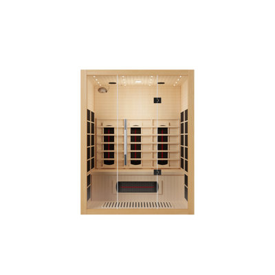 Sauna infrarouge Hylivesaunas pour 3 personnes à l'intérieur, chauffage à spectre complet, avec haut-parleurs Bluetooth, éclairage de chromothérapie et générateur d'ions d'oxygène
