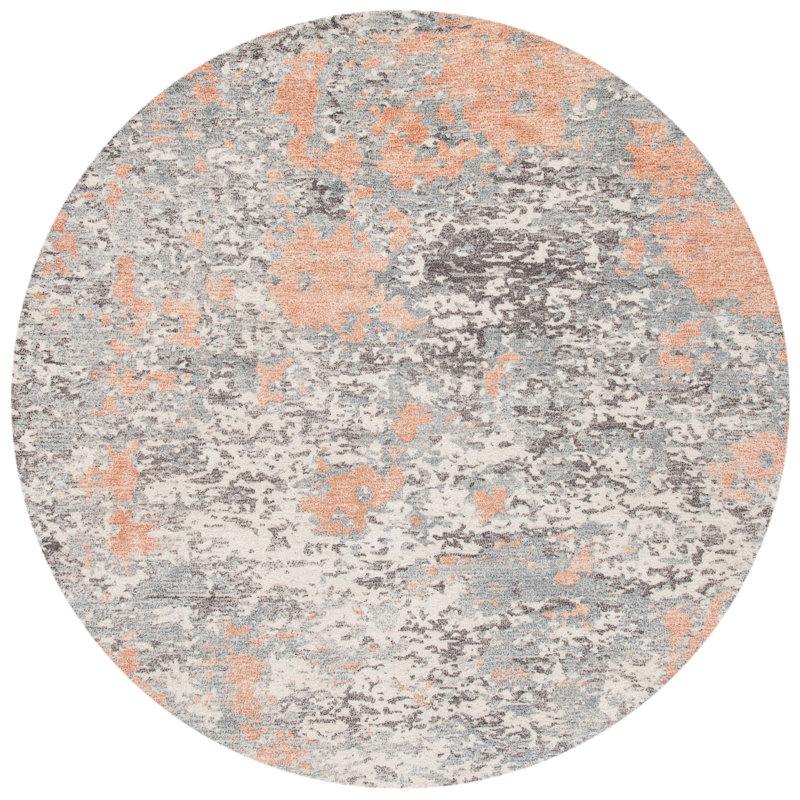 Dungannon Hand Tufted Wool/Viscose Pile Abstract Rug in Ivory/Silver, Round 6'