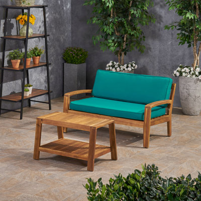 Ensemble de conversation en bois d'acacia avec coussins Sunbrella 5 pièces Smallwood