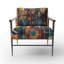 Orange et bleu abstrait Nostalgia II - fauteuil rembourré de style Mid-Century moderne, fauteuil d'appoint abstrait Mid-Century-1259109828