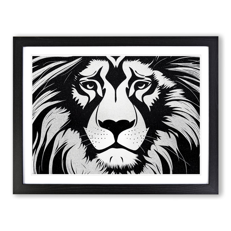 A Remarkable Lion - Single Picture Frame Print, 25cm H x 34cm W, Black