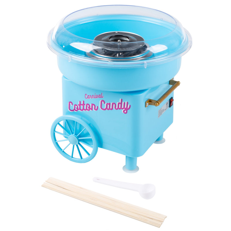 Machine à barbe à papa pour comptoir avec pelle à sucre et 10 bâtonnets de service, Bleu