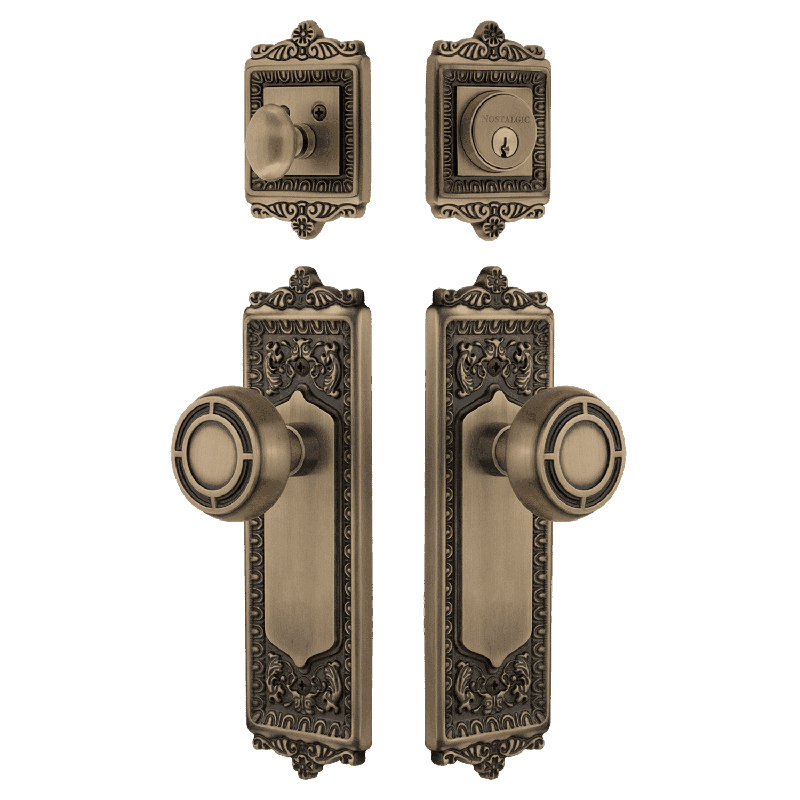 Nostalgic Warehouse Egg & Dart Entry Set with Mission Knob, 2.75, Antique Brass