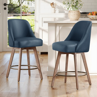  Malikhai Swivel 26" Swivel Upholstered Counter Stool with Solid Wood Frame