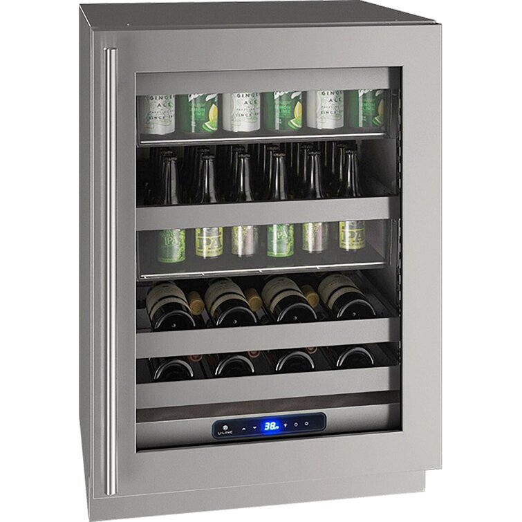 U-Line 111 Cans (12 oz.) 5.2 Cubic Feet Built-In Beverage Refrigerator with Wine Storage and with Glass Door