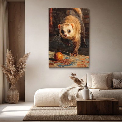 Cadre de toile tendu charmant «Playful Ferret with Toy»