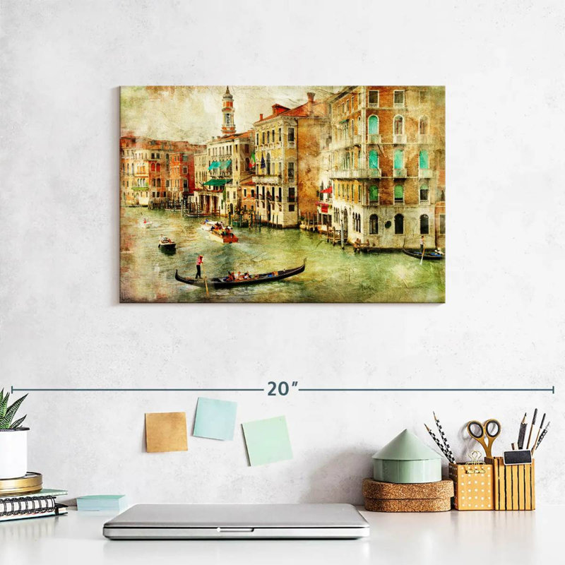 Impression sur toile rétro de Venise, H 8 po x l 12 po x P 1 po