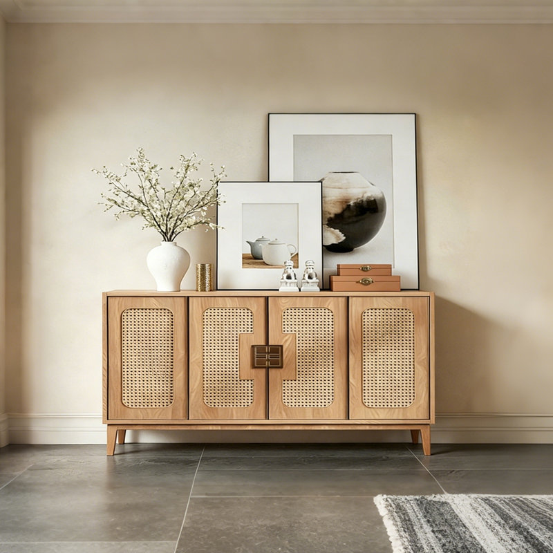 Buffet haut de gamme rétro de style chinois, H 35,4 po x l 70,8 po x P 15,7 po