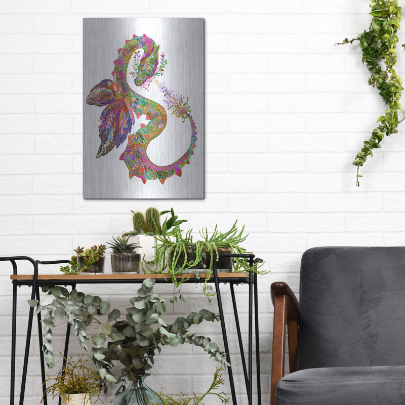 Trinx 'Dragon2 by Noemi Ibarz, Metal Wall Art, 12" x 16", 16" H x 12" W