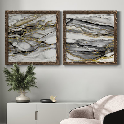 " Marbled Gold I " 2 - Pieces Painting Print