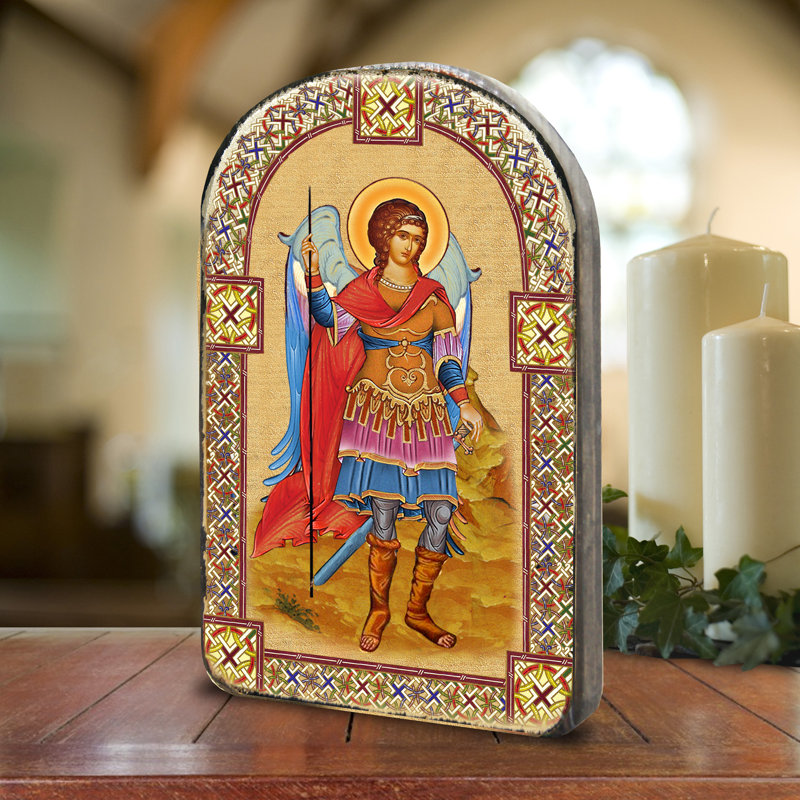 Saint Michael Archangel Gold Plated Arch Shaped Icon | Museum Icons - G. Debrekht