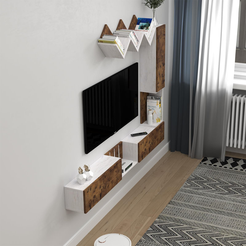 Expandable Floating TV Stand with Convertible Shelves,DIY