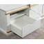 Table de bout à 1 tiroir de rangement de style rustique avec ornements en or blanc antique