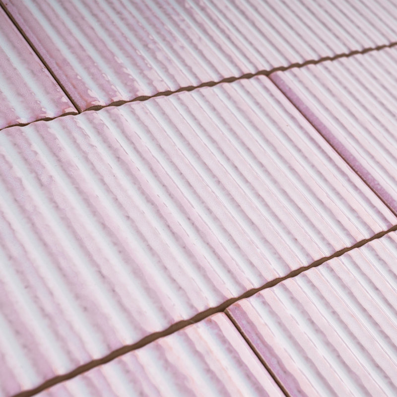 Soldeu 2.95 in. X 11.81 in. Polished Ceramic Subway Wall Tile, Pink