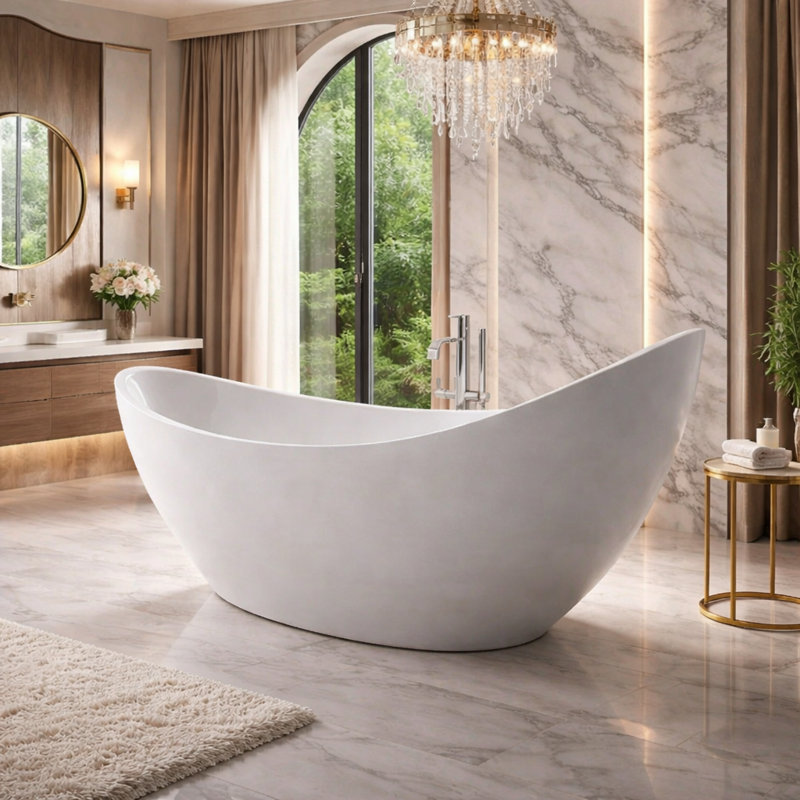 Baignoire autoportante sur pied 74 po, Blanc