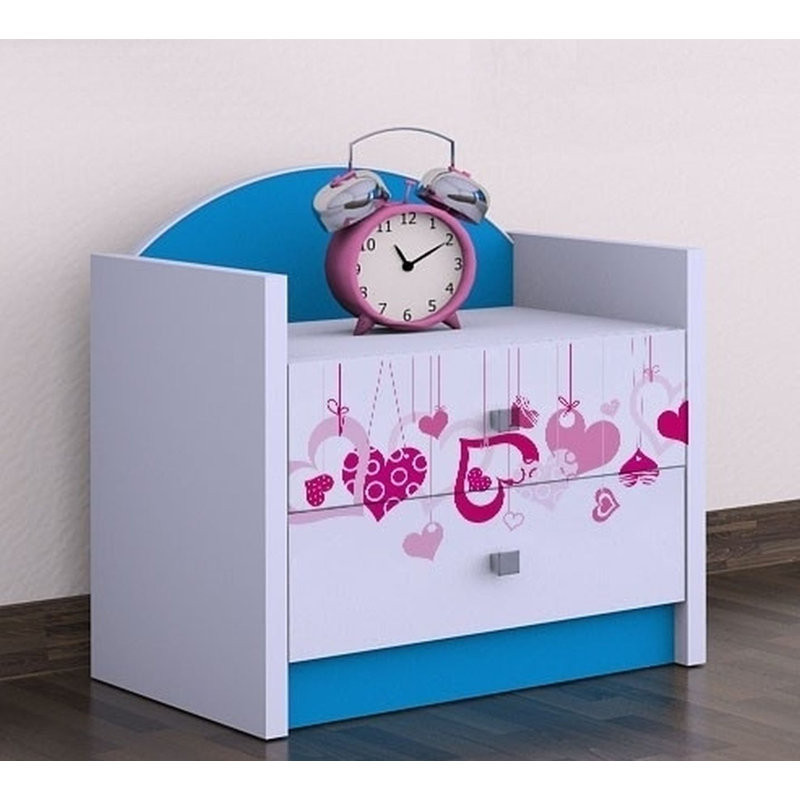 Kasey 2 Drawer Nightstand, Blue