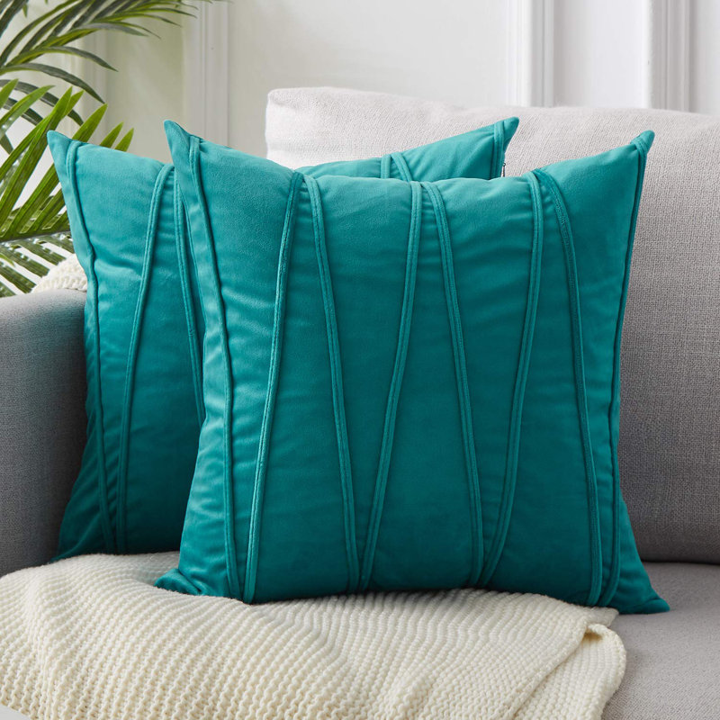 Chevron Geometric Pillow Cover, Turquoise, 20" x 20"