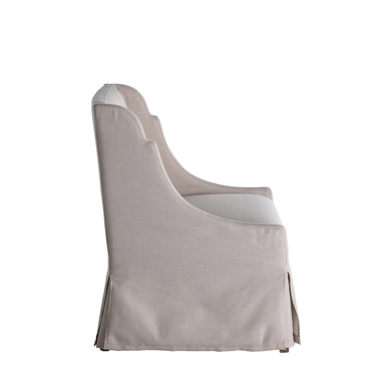 Whitfield Fabric Wing Back Arm Chair in Ivory Beige