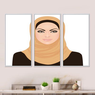 Portrait of Musulman in Traditional Hijab - 3 pièces, reproduction sur toile