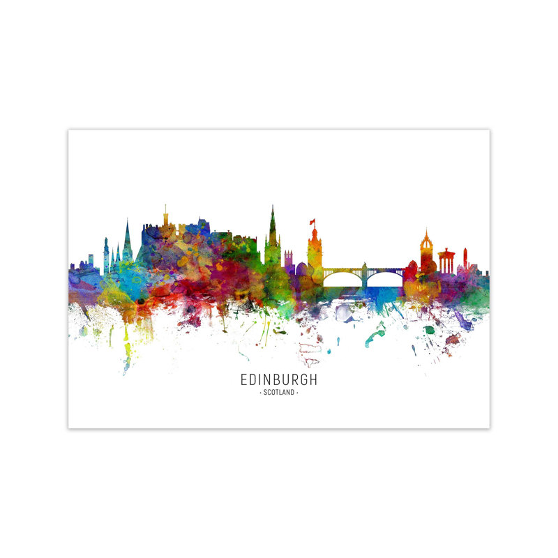 Edinburgh Scotland Skyline by Michael Tompsett - Print, 60cm H x 84cm W x 1cm D, Unframed