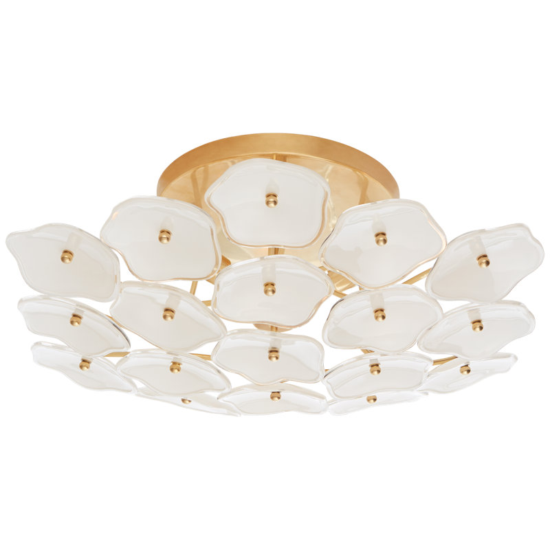 kate spade new york Leighton Medium Flush Mount, Soft Brass, Cream Tinted