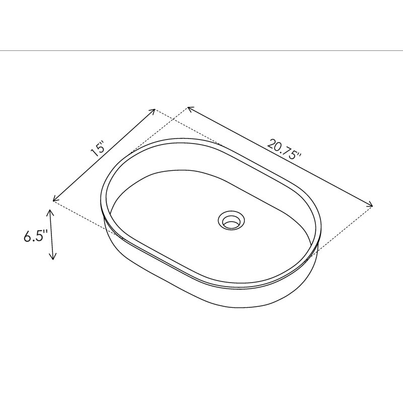 Lavabo de salle de bain ovale encastré en porcelaine vitrifiée de 20,75 pouces Cantrio PS-110