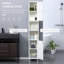 Grande armoire de rangement pour salle de bain avec miroir, armoire tour autoportante en bois avec tablettes réglables, pour salle de bain ou salon, blanc-1037112600