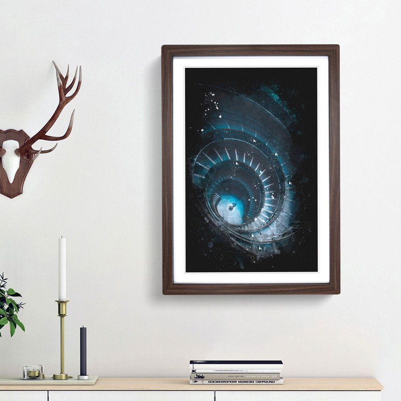 Spiral Staircase in Rome - Framed Print, 33cm H x 24cm W x 2cm D, Walnut Framed
