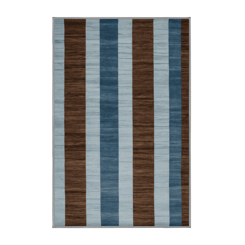 Tapis gris à carreaux lavable à la machine, Rectangle 5 pi x 8 pi