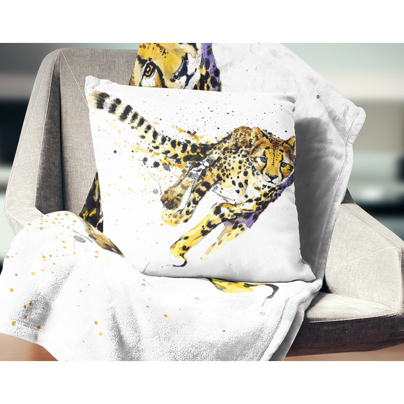 Animal Cheetah Illustration Artwork Lumbar Pillow, Square, 16" x 16"
