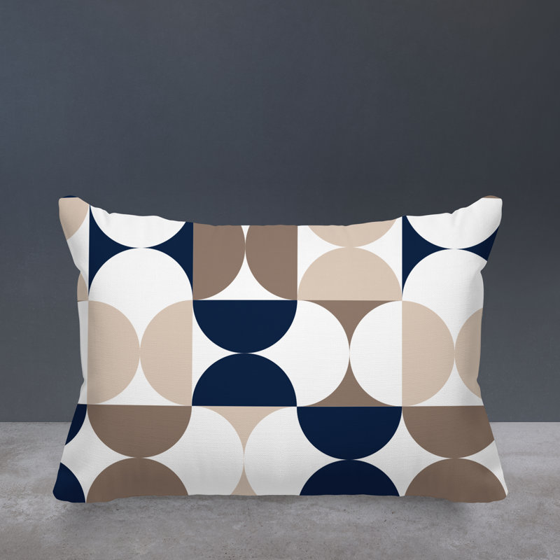 Griffin Outdoor Reversible Throw Pillow, Beige/Navy Blue