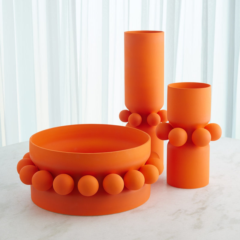 Hera Handmade Ceramic Table Vase, 20.75" H x 8" W x 8" D, Orange