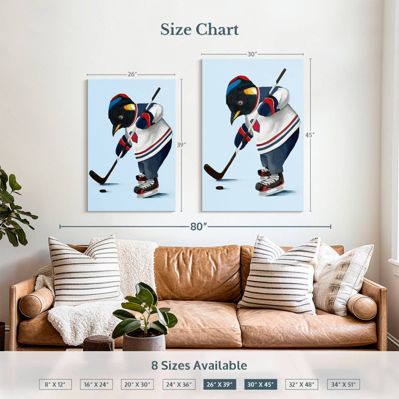 Ketti Sporty Penguin - Ice Hockey, 45" H x 30" W