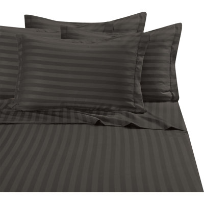 Elegant Comfort 6-Piece Damask Stripe Bed Sheet Set, 1500 Thread Count Microfiber, Wrinkle-Resistant