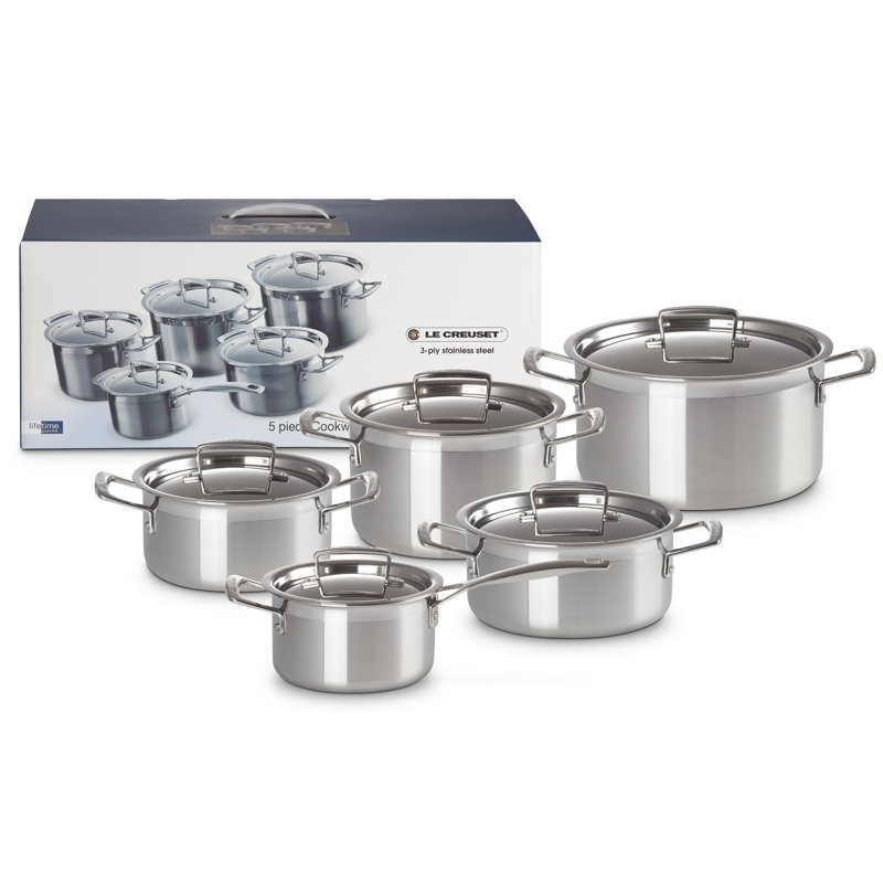 Le Creuset 3ply Stainless Steel 5 Piece Set