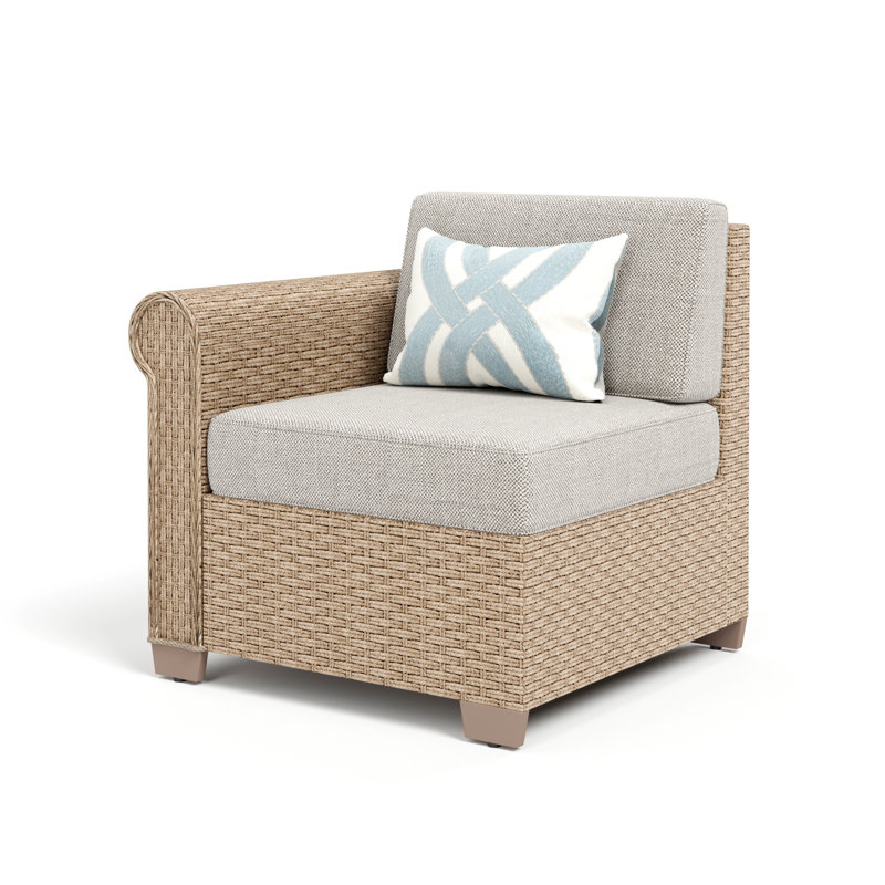 Outdoor Conversation Patio Sofa Chair Right Arm With Rattan, Right-Arm Facing