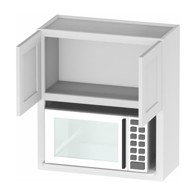 Kindwood Eco Shaker 27 W x 12 D x 30 H Ready-to-Assemble Plywood Wall Microwave Cabinet in White