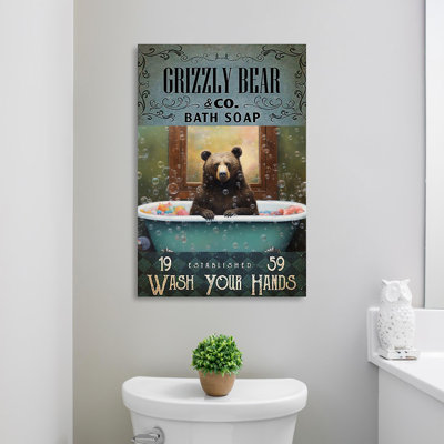 «Grizzly Bear Bath Soap» - 1 pièce de savon rectangulaire pour le bain grizzly sur toile