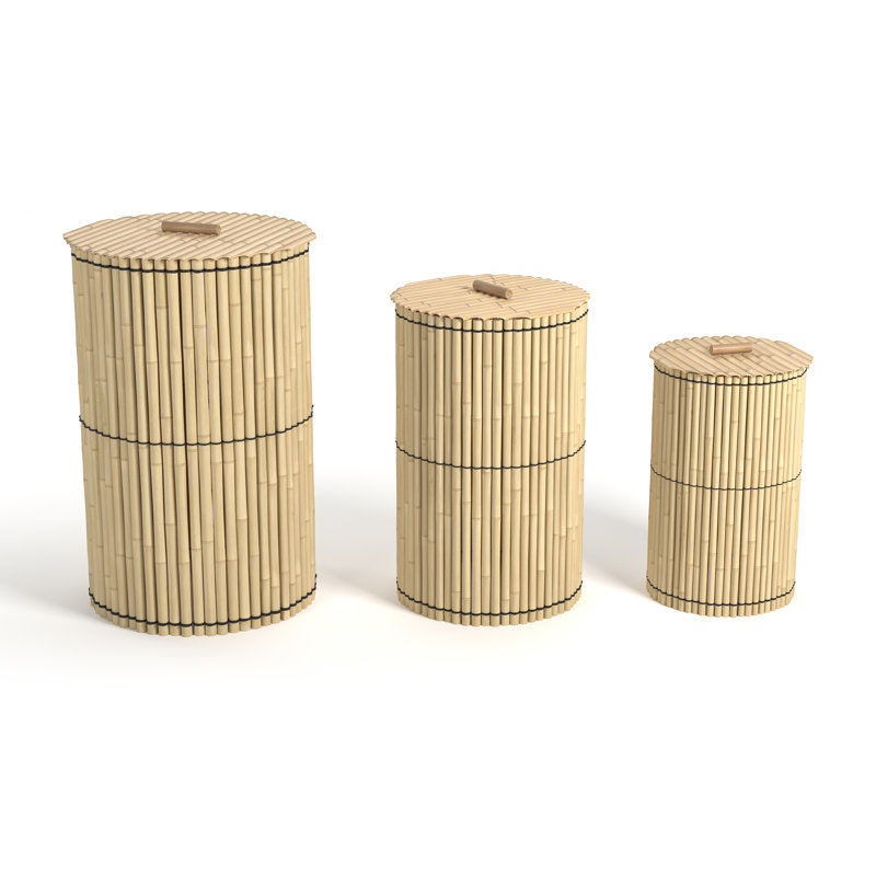 Set Of 3 Bamboo Nesting Baskets By RAM Game Room