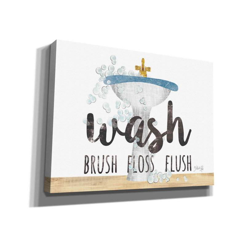 «Wash - Brush - Floss - Flush» par Marla Rae, art mural sur toile, H 12 po x l 16 po x P 0,75 po