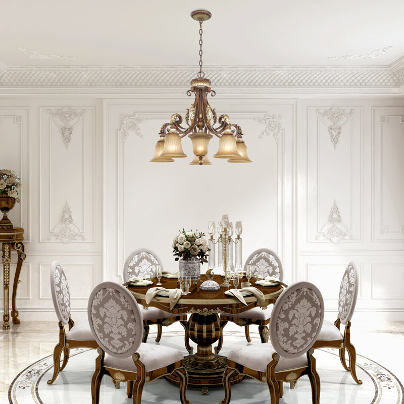 Lustre classique 6 lumières à abat-jour Aike