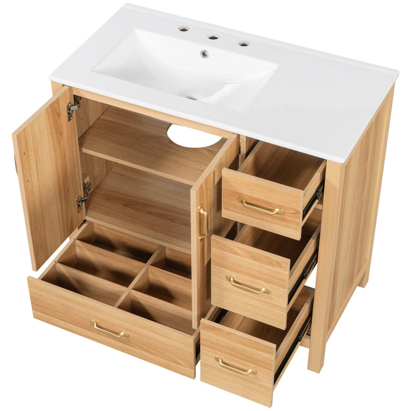 Meuble-lavabo en bois 36 po avec cadre en bois massif