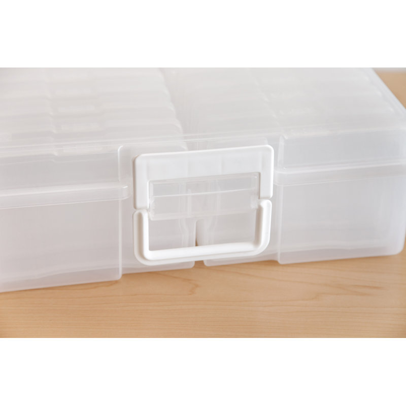 Clear Stackable Photo Storage Case with Handle and 16 Boxes