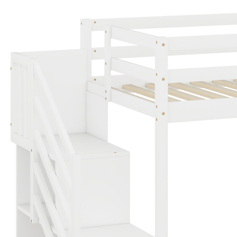 Lit mezzanine peu encombrant avec fenêtre décorative, Blanc