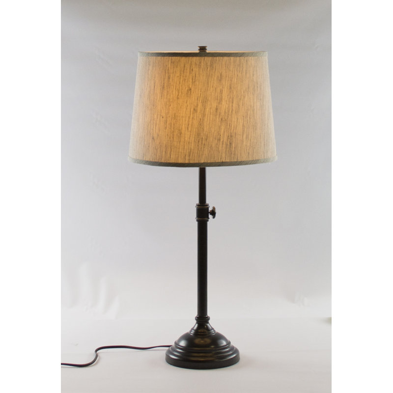 Caitlynne Metal Table Lamp, Gray Linen, Oil-rubbed Bronze