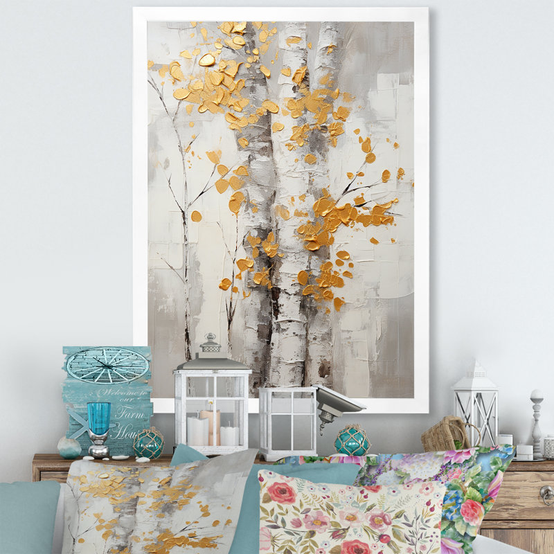 Arbre murmure de gris et de jaune I - art mural floral et botanique dans le salon, H 40 po x l 30 po x P 1,5 po